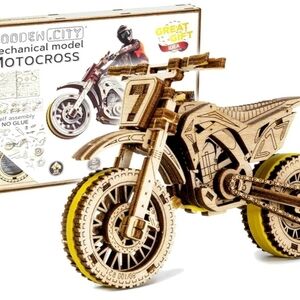 New Wooden City Mechanical 3D Model Motocross Kit